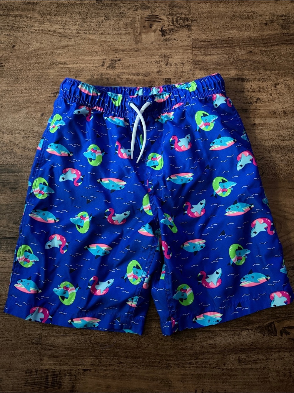 Blue Novelty Shark & Float Swim Trunks size 10h-12h